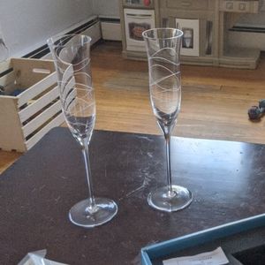 Nambe Crystal Champagne Flutes